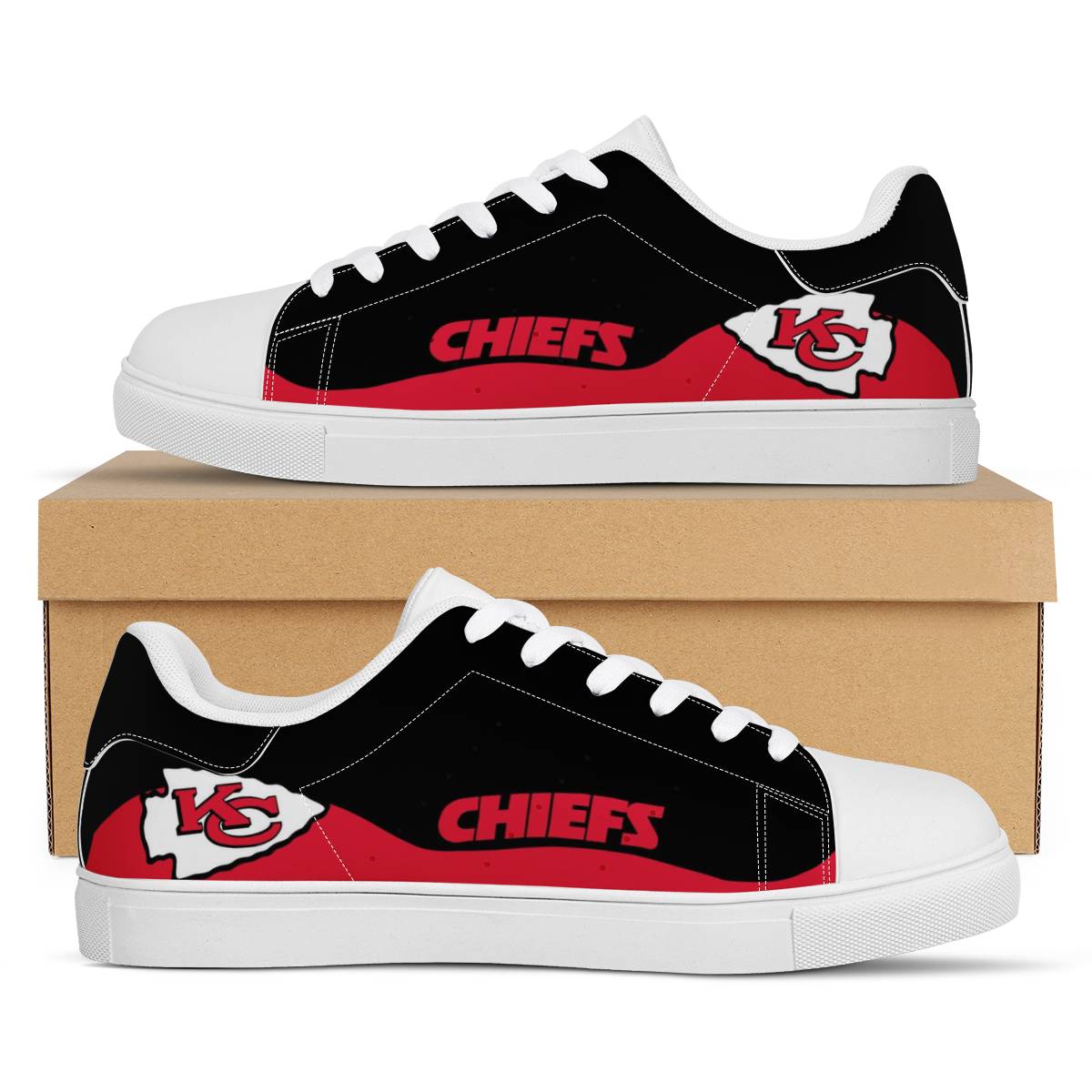 Women's Kansas City Chiefs Low Top Leather Sneakers 003