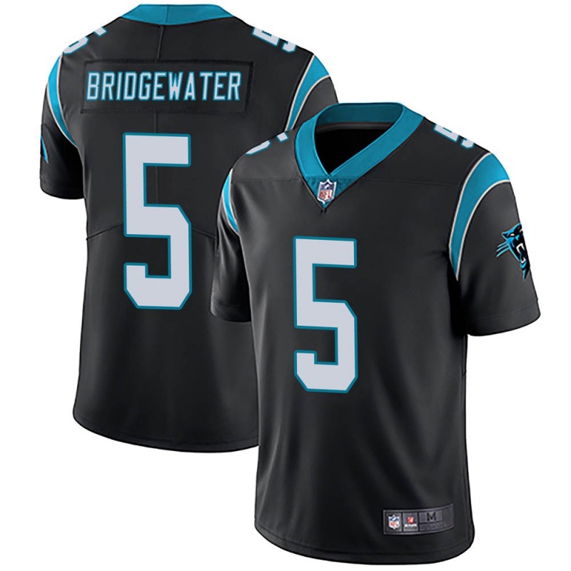 Men's Carolina Panthers #5 Teddy Bridgewater Black Vapor Limited Stitched Jersey