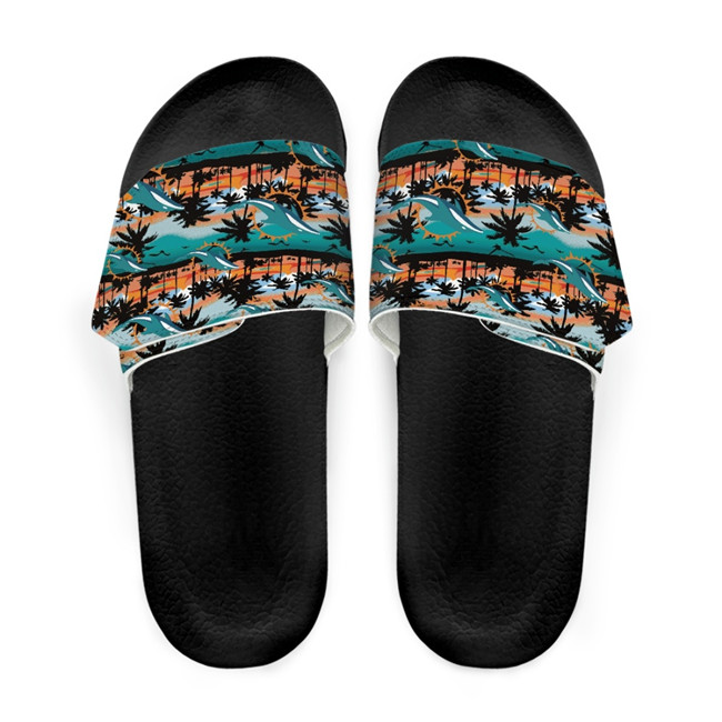 Women's Miami Dolphins Beach Adjustable Slides Non-Slip Slippers/Sandals/Shoes 001