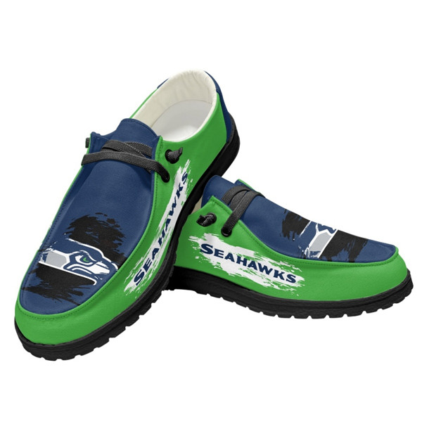 Women's Seattle Seahawks Loafers Lace Up Shoes 002 (Pls check description for details)