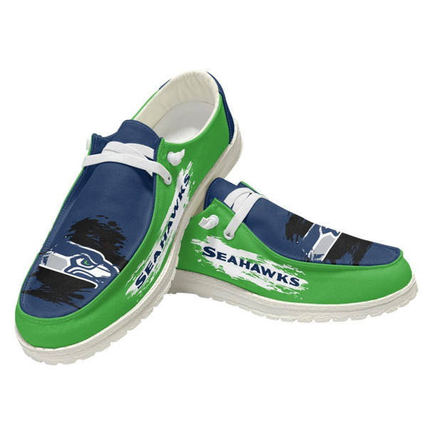 Women's Seattle Seahawks Loafers Lace Up Shoes 001 (Pls check description for details)