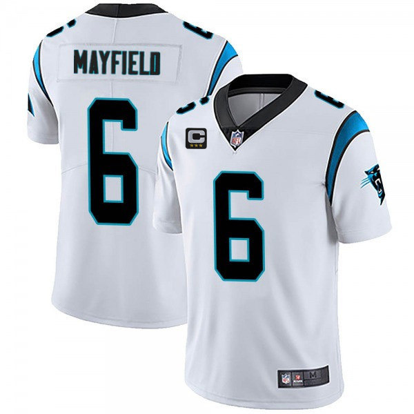 Men's Carolina Panthers #6 Baker Mayfield White With 3-star C Patch Vapor Untouchable Limited Stitched Jersey