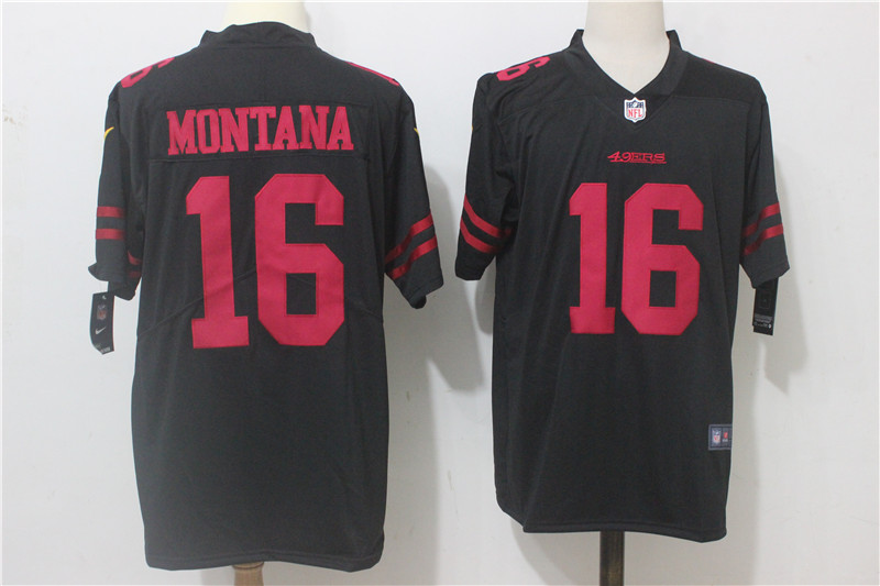 Men's Nike San Francisco 49ers #16 Joe Montana Black Alternate Stitched NFL Vapor Untouchable Limited Jersey