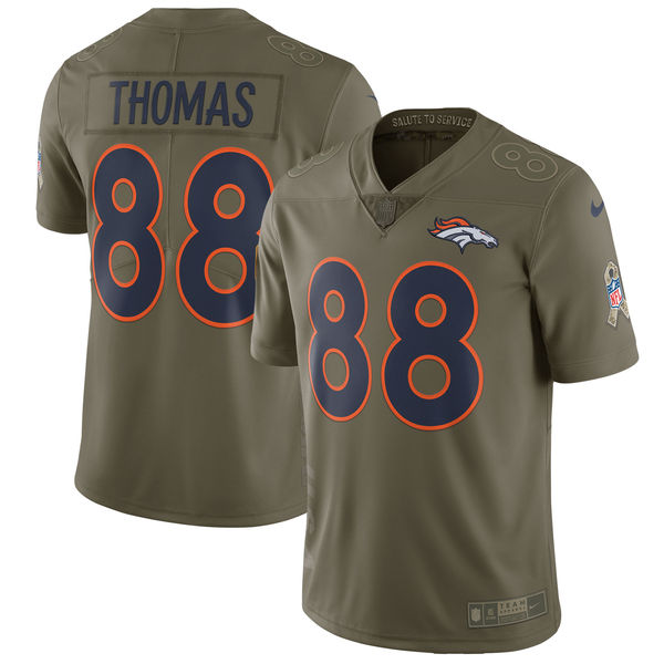 Men's Nike Denver Broncos #88 Demaryius Thomas Olive Salute To Service Limited Stitched NFL Jersey