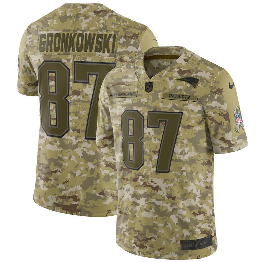 Men's New England Patriots #87 Rob Gronkowski 2018 Camo Salute to Service Limited Stitched NFL Jersey