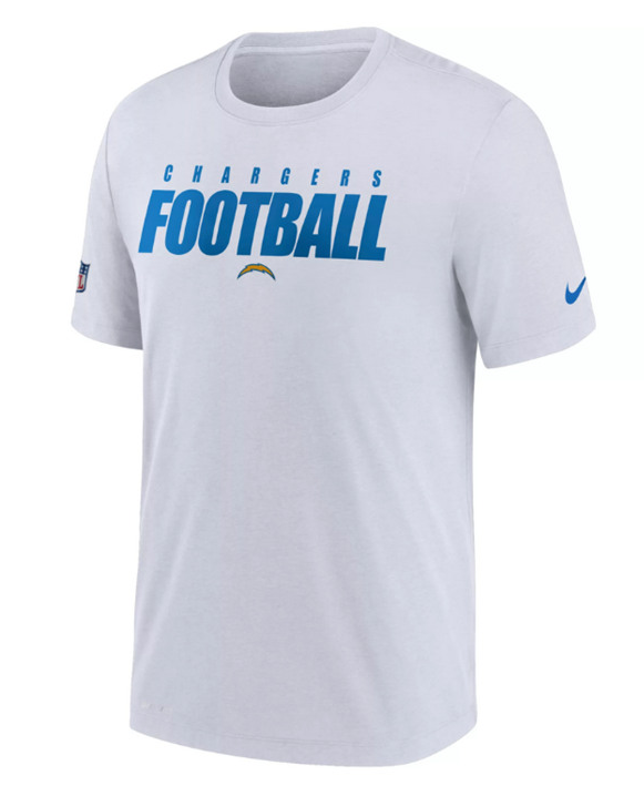 Men's Los Angeles Chargers White Sideline Dri-FIT NFL T-Shirt