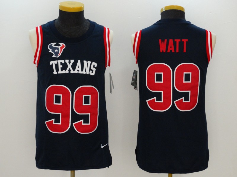 Men's Nike Houston Texans #99 J.J. Watt Navy Blue Team Color Stitched NFL Limited Rush Tank Top Jersey