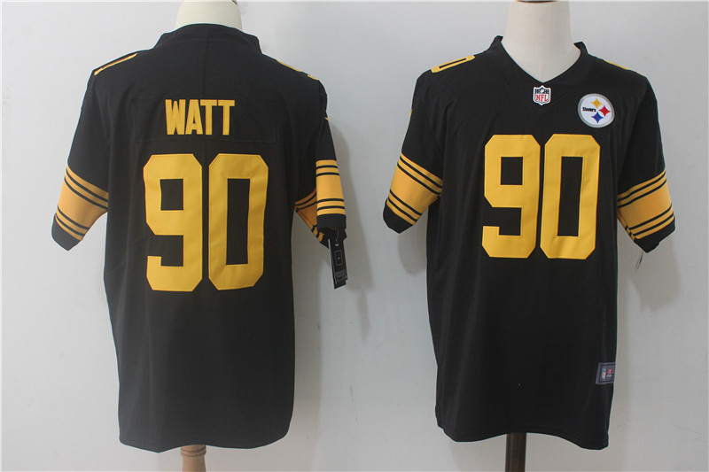 Men's Nike Pittsburgh Steelers #90 T.J. Watt Black Limited Rush Stitched NFL Jersey