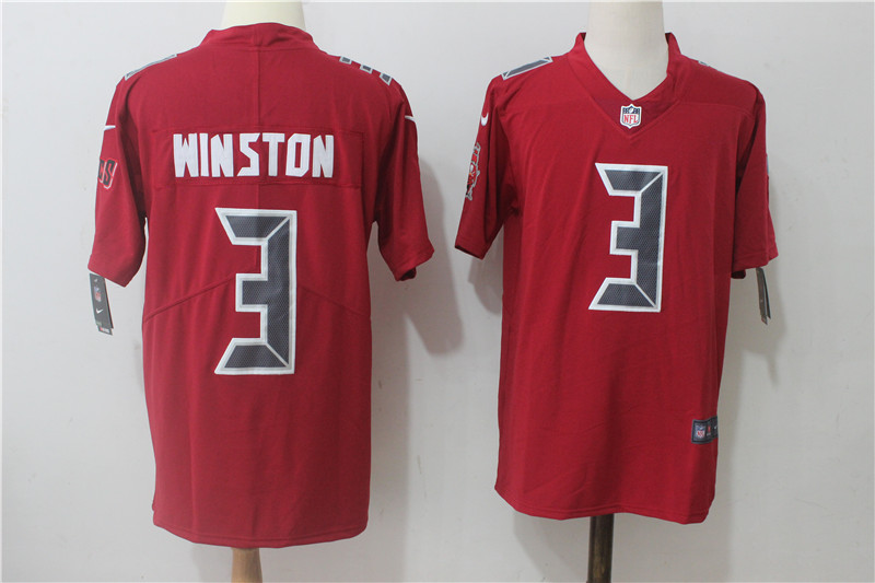 Men's Nike Tampa Bay Buccaneers #3 Jameis Winston Red Stitched NFL Limited Rush Jersey