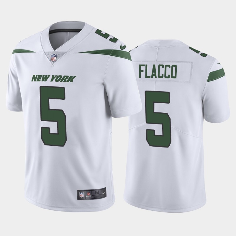 Men's New York Jets #5 Joe Flacco White Vapor Untouchable Limited Stitched Jersey