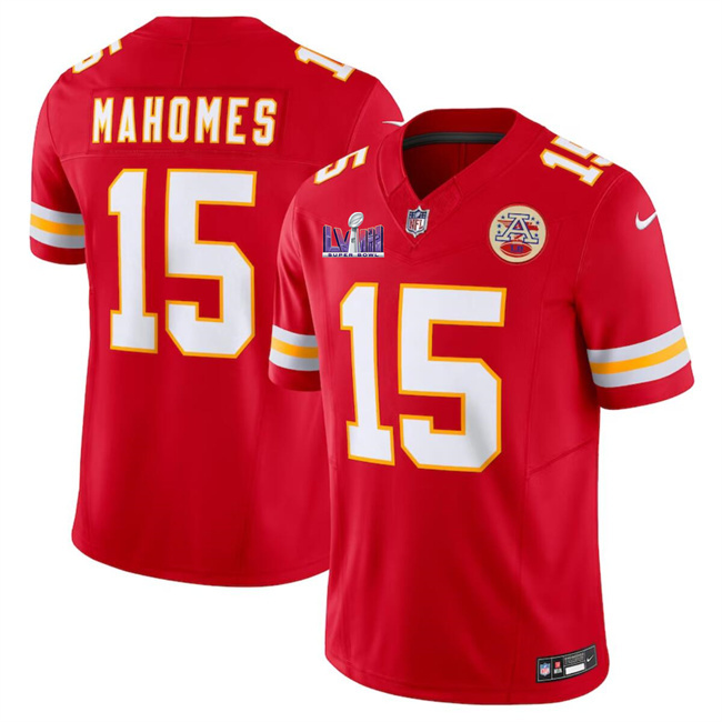 Men's Kansas City Chiefs #15 Patrick Mahomes Red F.U.S.E. Super Bowl LVIII Patch Vapor Untouchable Limited Stitched Football Jersey