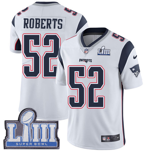 Men's New England Patriots #52 Elandon Roberts White Super Bowl LIII Vapor Untouchable Limited Stitched NFL Jersey