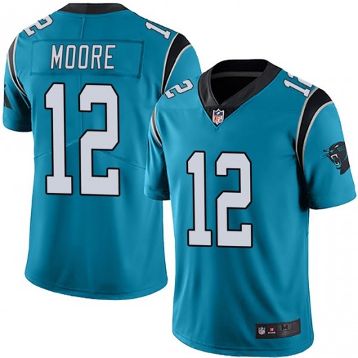 Men's Carolina Panthers #12 DJ Moore Blue Vapor Untouchable Limited Stitched Jersey
