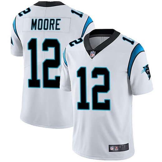 Men's Carolina Panthers #12 DJ Moore White Vapor Untouchable Limited Stitched Jersey