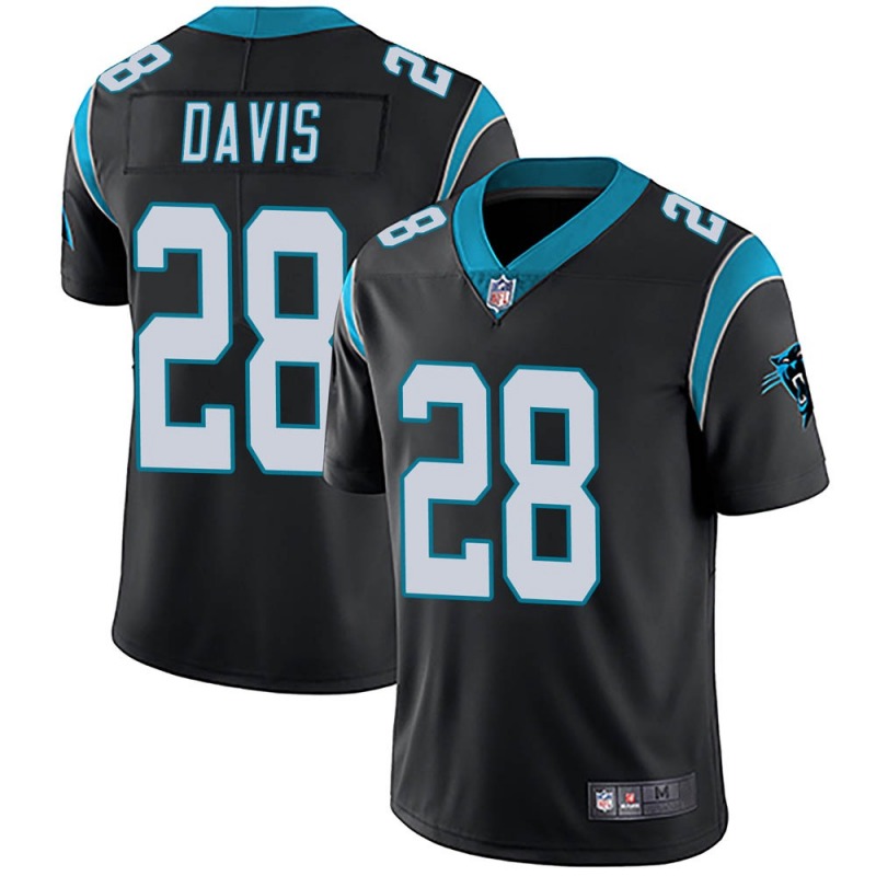 Men's Carolina Panthers #28 Mike Davis Black Vapor Untouchable Limited Stitched Jersey