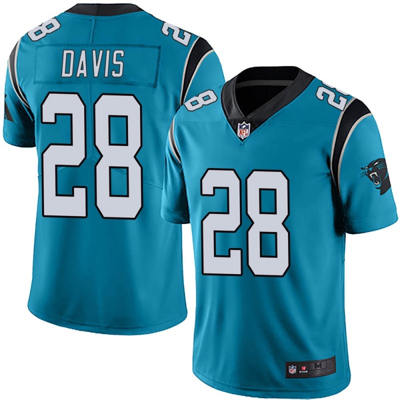 Men's Carolina Panthers #28 Mike Davis Blue Vapor Untouchable Limited Stitched Jersey