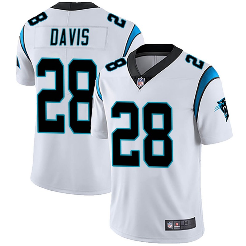 Men's Carolina Panthers #28 Mike Davis White Vapor Untouchable Limited Stitched Jersey
