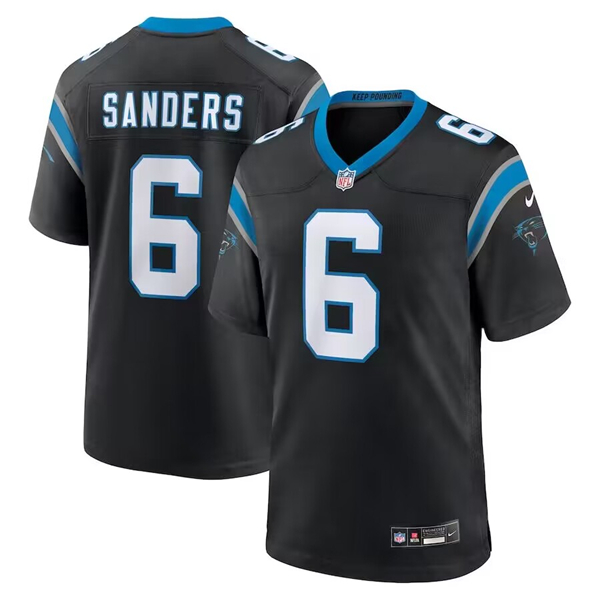 Men's Carolina Panthers #6 Miles Sanders Black Stitched Game Jersey