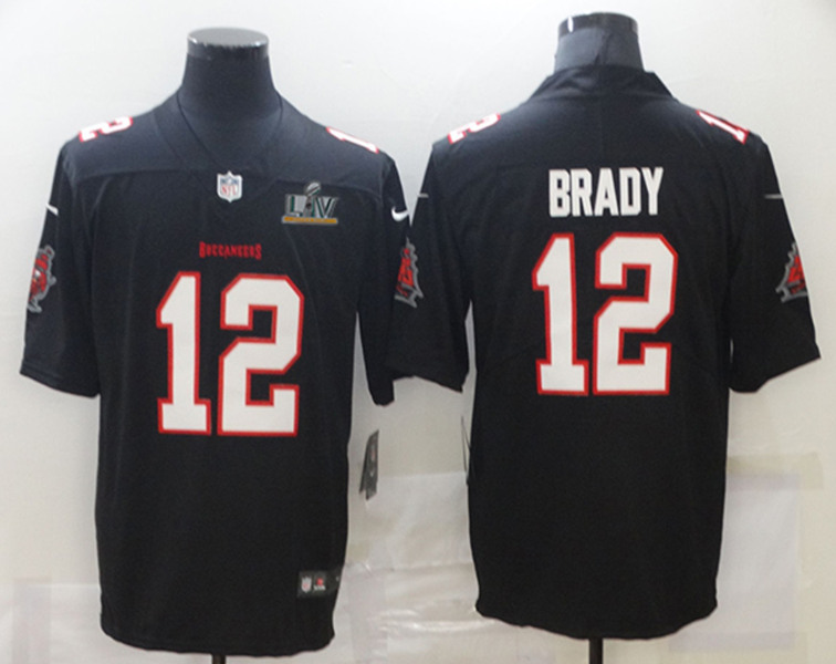 Men's Tampa Bay Buccaneers #12 Tom Brady New Black 2021  Super Bowl LV Limited Stitched Jersey