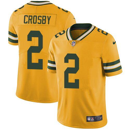 Men's Green Bay Packers #2 Mason Crosby Gold Inverted Legend Stitched NFL Limited Jersey