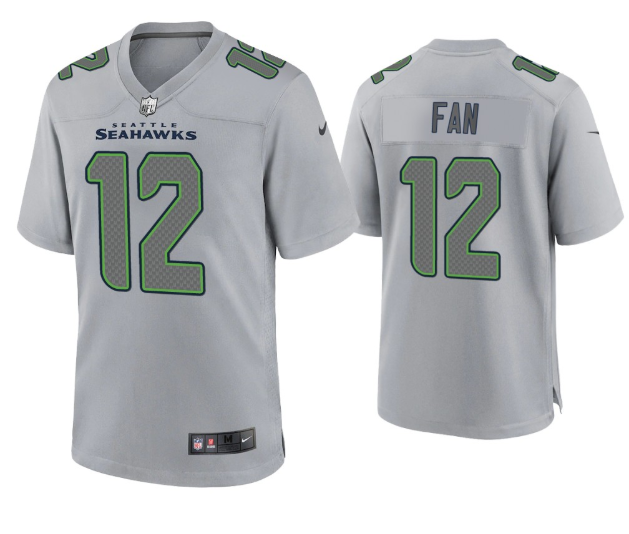 Men's Seattle Seahawks #12 Fan Grey Atmosphere Fashion Stitched Game Jersey