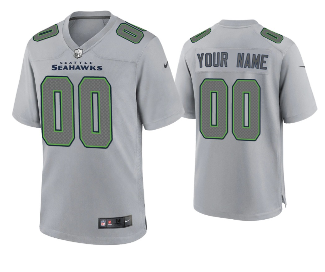 Men's Seattle Seahawks Active Player Custom Grey Atmosphere Fashion Stitched Game Jersey