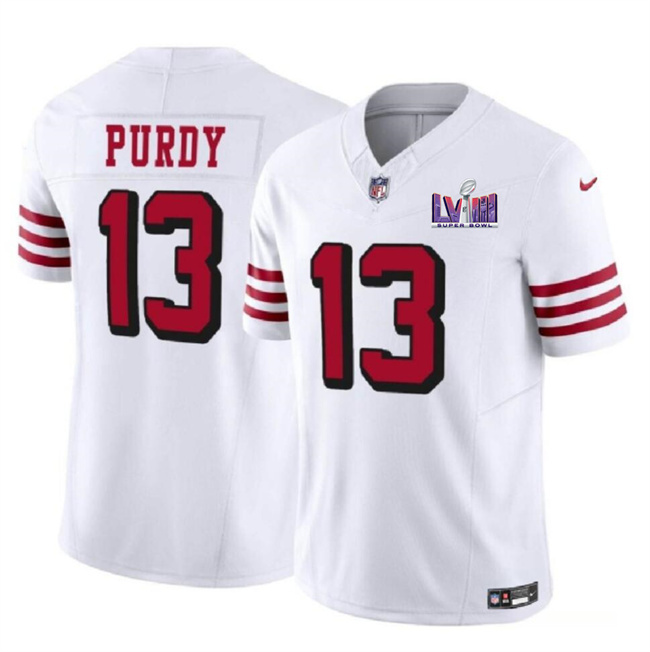 Men's San Francisco 49ers #13 Brock Purdy New White F.U.S.E. Super Bowl LVIII Patch Vapor Untouchable Limited Stitched Football Jersey