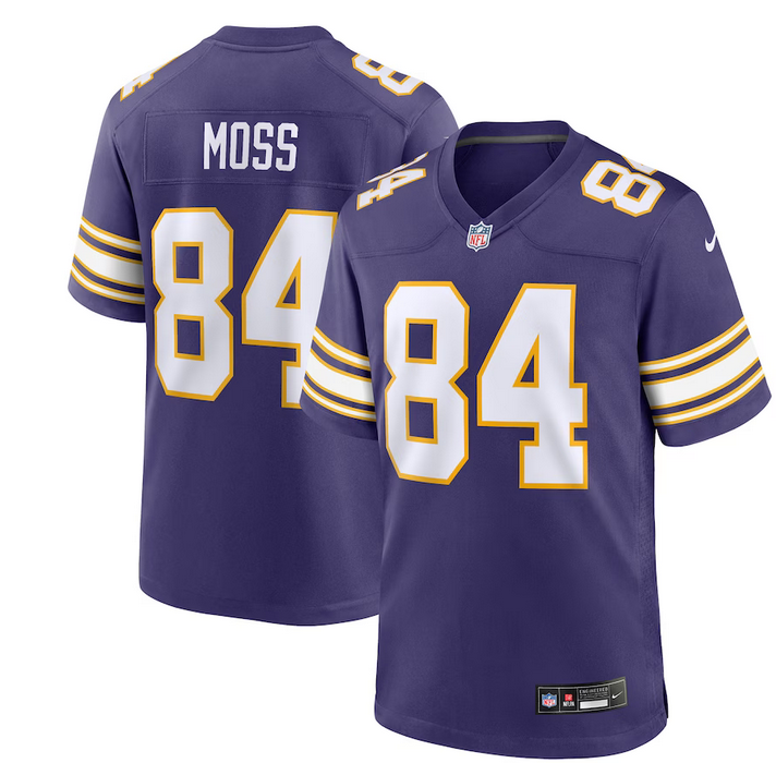 Men's Minnesota Vikings #84 Randy Moss Purple 2023 Stitched Game Jersey