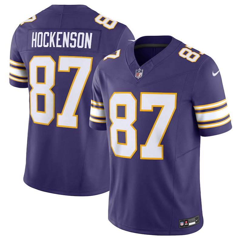 Men's Minnesota Vikings #87 T.J. Hockenson Purple 2023 F.U.S.E. Vapor Untouchable Limited Stitched Jersey
