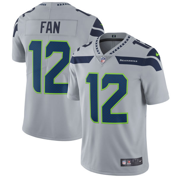 Men's Seattle Seahawks #12 Fan Nike Gray Vapor Untouchable Limited Stitched NFL Jersey
