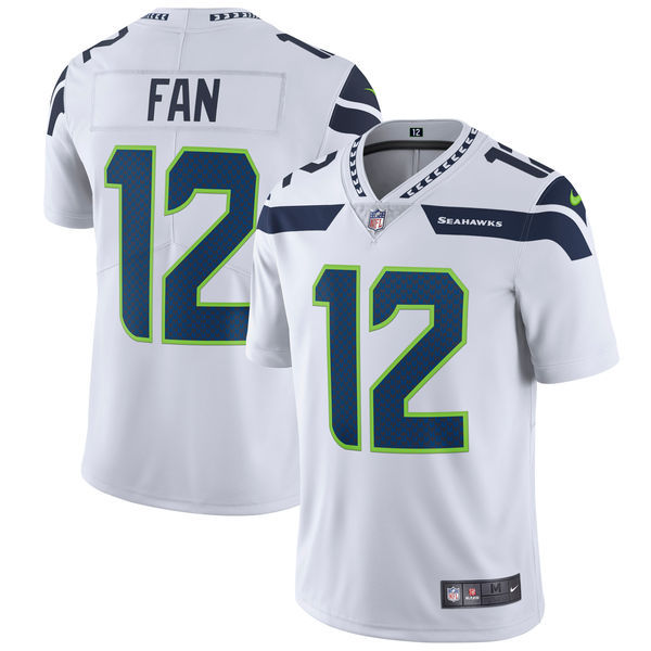 Men's Seattle Seahawks #12 Fan Nike White Vapor Untouchable Limited Stitched NFL Jersey