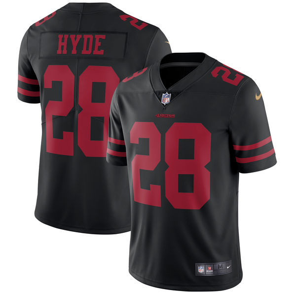 Men's San Francisco 49ers #28 Carlos Hyde Nike Black Vapor Untouchable Limited Stitched NFL Jersey