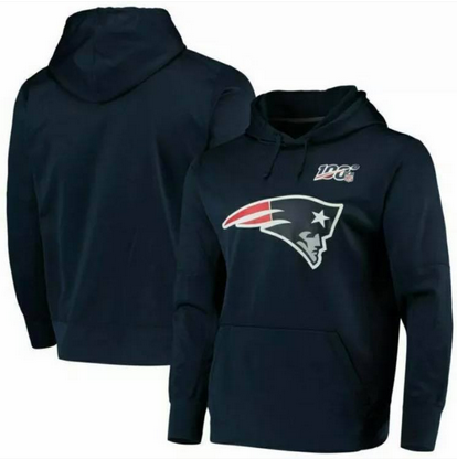 Men's New England Patriots Navy Whith 100th Anniversary Patch Hoodie