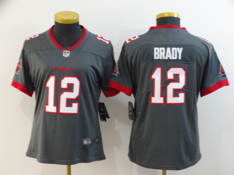 Women's Tampa Bay Buccaneers #12 Tom Brady Grey 2020 Vapor Untouchable Limited Stitched NFL Jersey(Run Small)