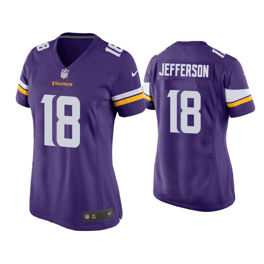Women's Minnesota Vikings #18 Justin Jefferson Purple Stitched Jersey(Run Small)