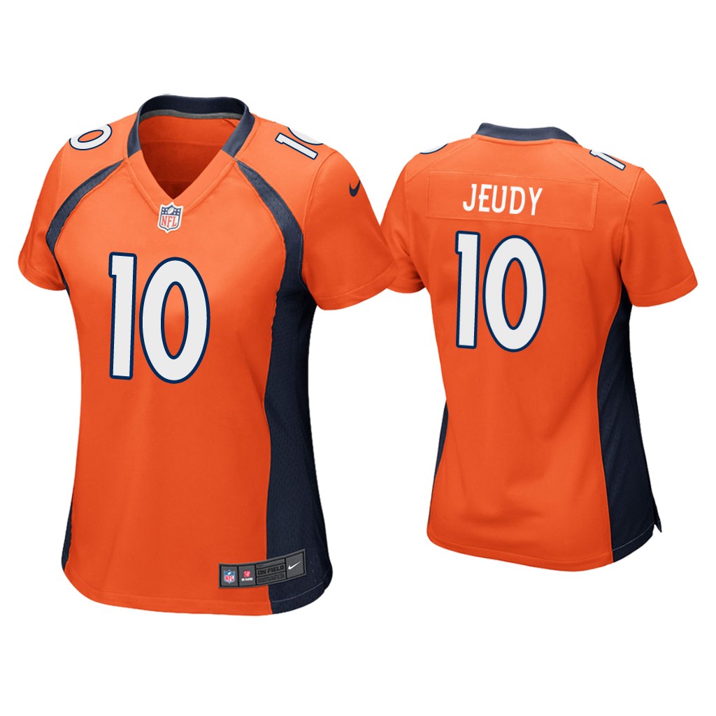 Women's Denver Broncos #10 Jerry Jeudy Orange Stitched Jersey(Run Small)