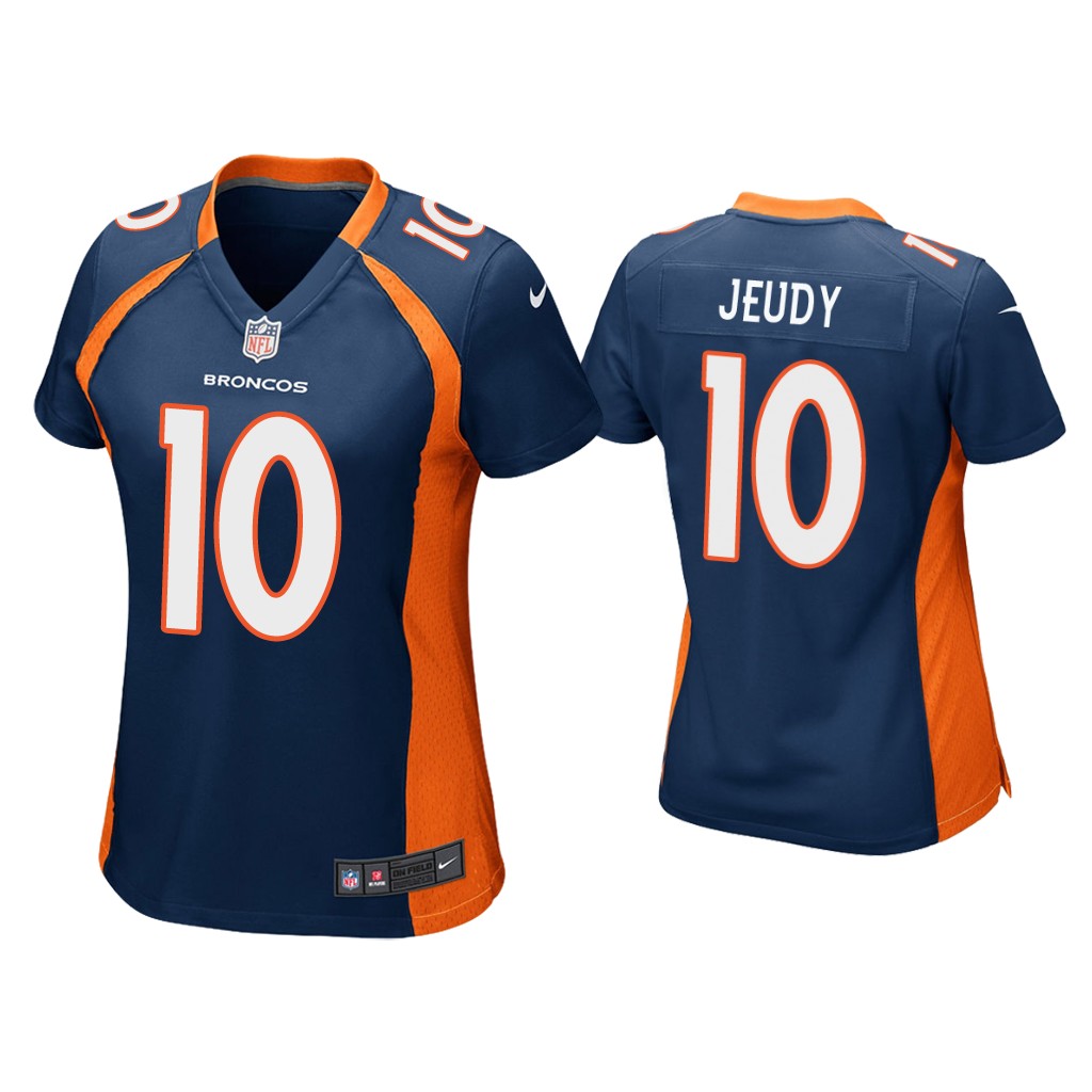 Women's Denver Broncos #10 Jerry Jeudy Navy Stitched Jersey(Run Small)
