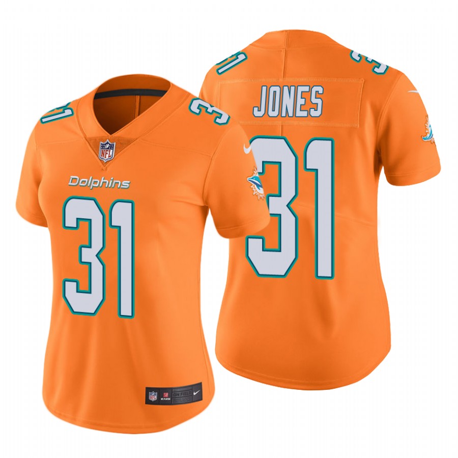 Women's Miami Dolphins #31 Byron Jones Orange Stitched Vapor Untouchable Jersey(Run Small)