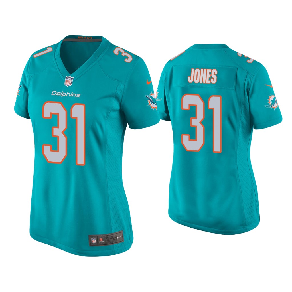 Women's Miami Dolphins #31 Byron Jones Aqua Stitched Jersey(Run Small)
