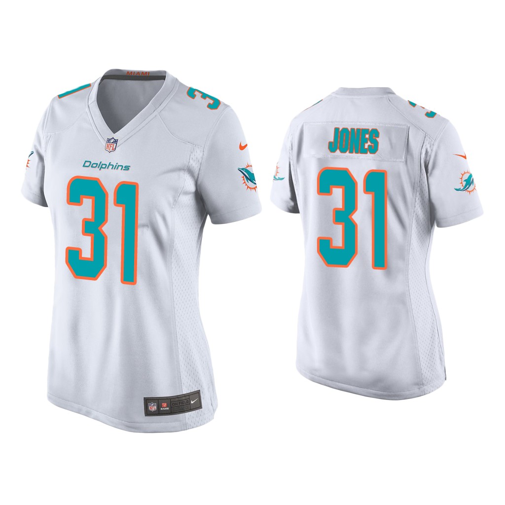 Women's Miami Dolphins #31 Byron Jones White Stitched Jersey(Run Small)