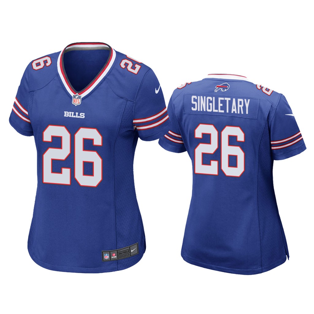 Women's Buffalo Bills #26 Devin Singletary Blue Stitched Jersey