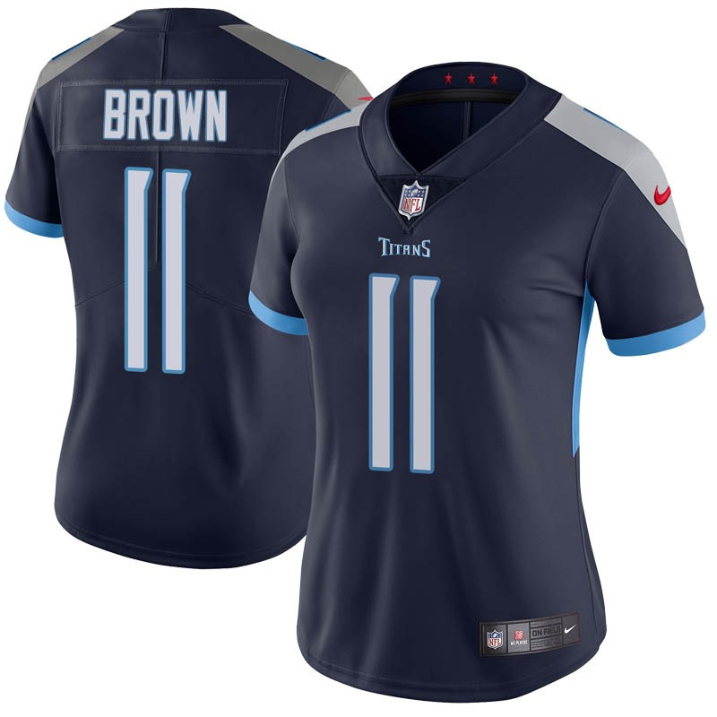 Women's Tennessee Titans #11 A.J. Brown Navy Vapor Untouchable Limited Stitched Jersey(Run Small)