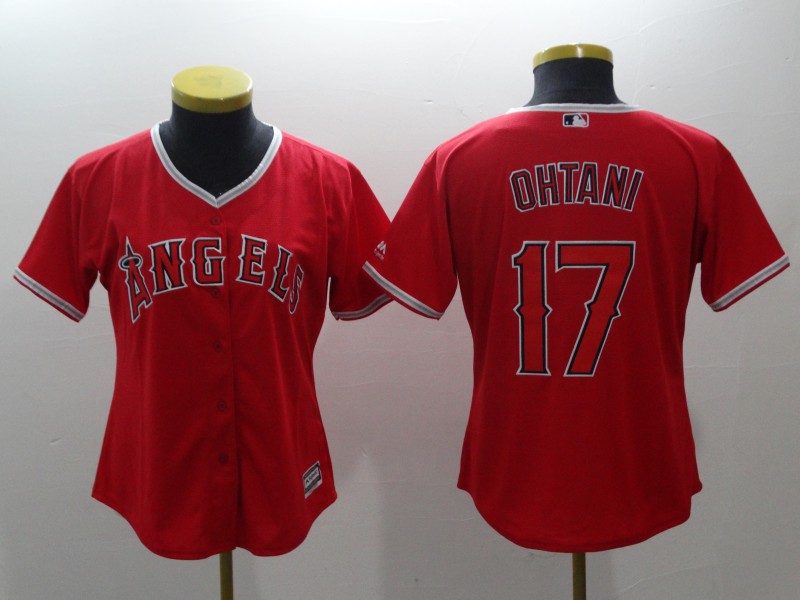 Women's Los Angeles Angels #17 Shohei Ohtani Red Cool Base Stitched MLB Jersey