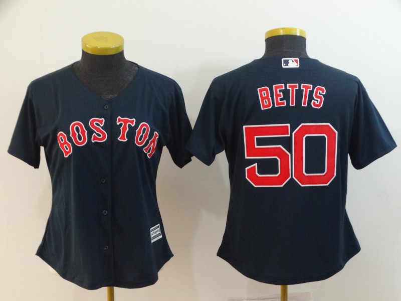 Women's Boston Red Sox #50 Mookie Betts Majestic Navy Cool Base Player Stitched MLB Jersey