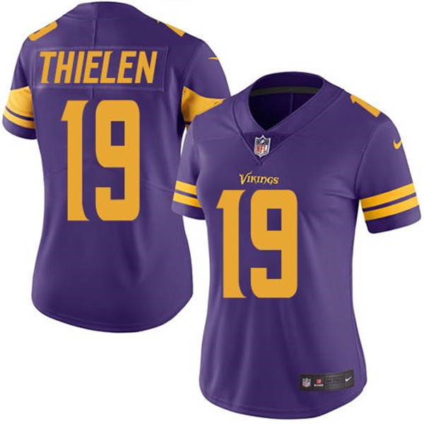 Women's Minnesota Vikings #19 Adam Thielen Purple Limited Rush Stitched NFL Jersey