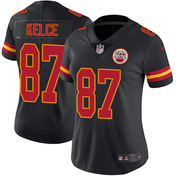 Women's Kansas City Chiefs #87 Travis Kelce Black Vapor Untouchable Player Limited Stitched NFL Jersey
