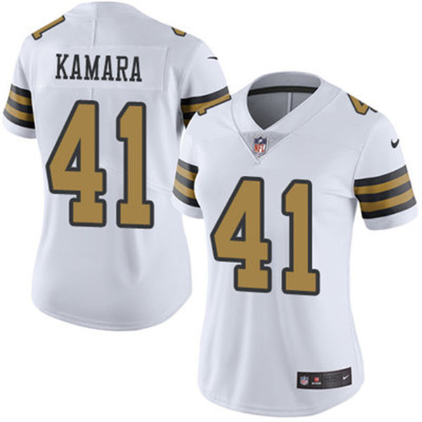 Women's New Orleans Saints #41 Alvin Kamara White Color Rush Limited Stitched Jersey
