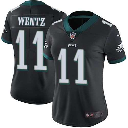 Women's Philadelphia Eagles #11 Carson Wentz Black Super Bowl LII Bound Game Stitched NFL Jersey