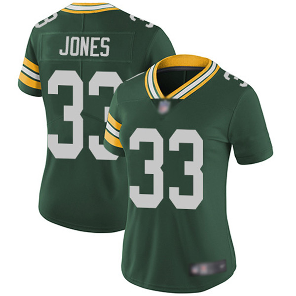 Women's Green Bay Packers #33 Aaron Jones Green Vapor Untouchable Limited Stitched NFL Jersey(Run Small)