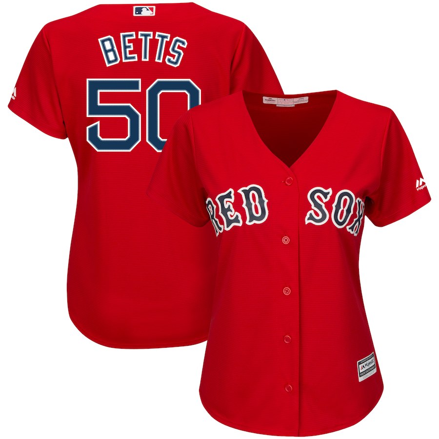 Women's Boston Red Sox #50 Mookie Betts Majestic Scarlet Cool Base Player Stitched MLB Jersey